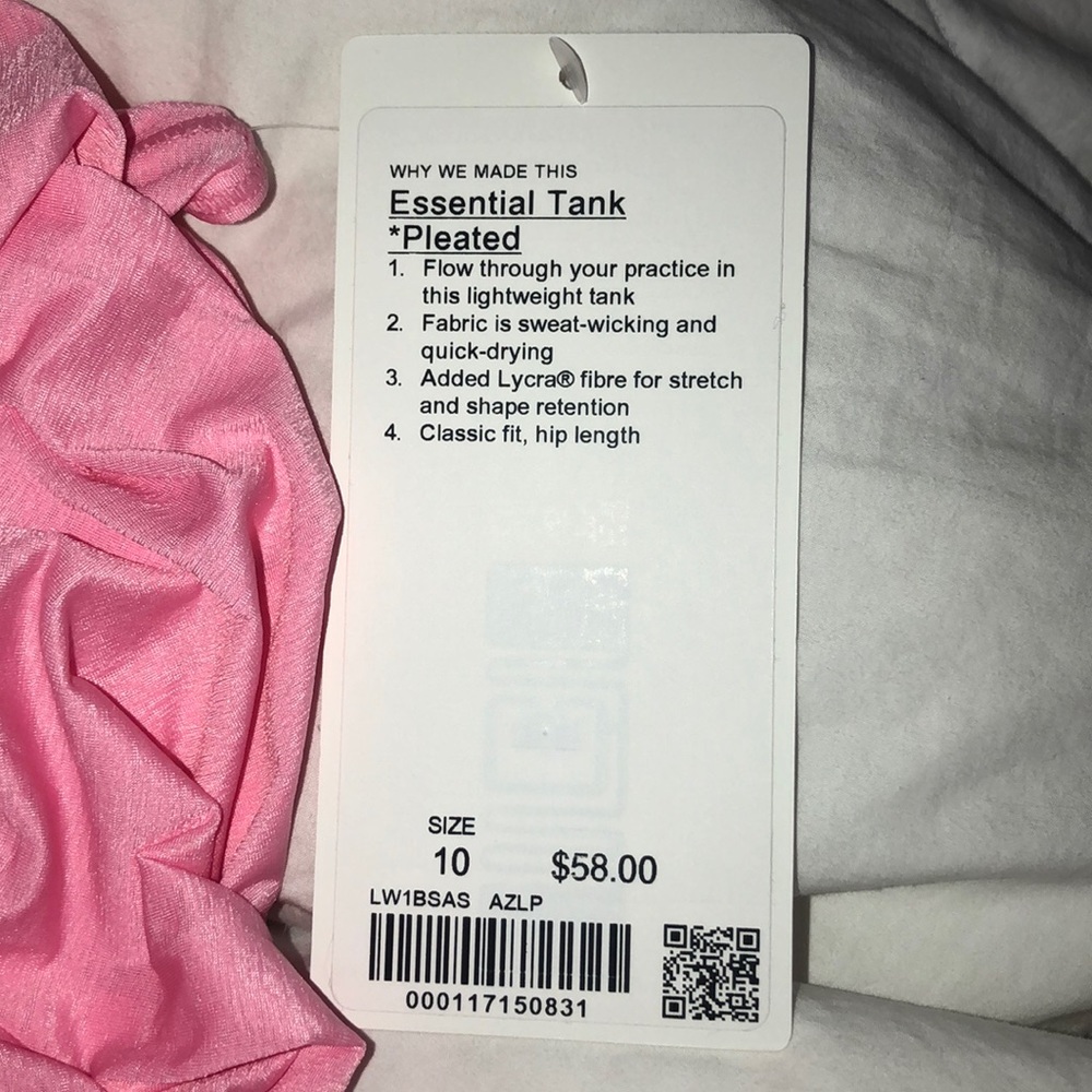 Brand new essential tank pink top from Lululemon
